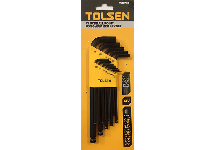 0.05" - 3/8" Bộ lục giác bi hệ inch 13 chi tiết Tolsen 20090