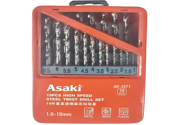1-10mm Bộ mũi khoan inox / sắt 19 chi tiết Asaki AK-3571 1-10mm Bộ mũi khoan inox / sắt 19 chi tiết Asaki AK-3571