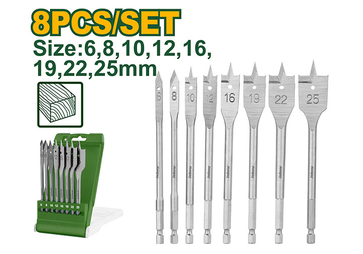 6-25mm Bộ mũi khoan gỗ đuôi cá 8 chi tiết Jadever JDWF6B08 6-25mm Bộ mũi khoan gỗ đuôi cá 8 chi tiết Jadever JDWF6B08