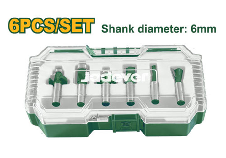 6mm Bộ mũi phay 6 chi tiết Jadever JDRKSR0106 6mm Bộ mũi phay 6 chi tiết Jadever JDRKSR0106