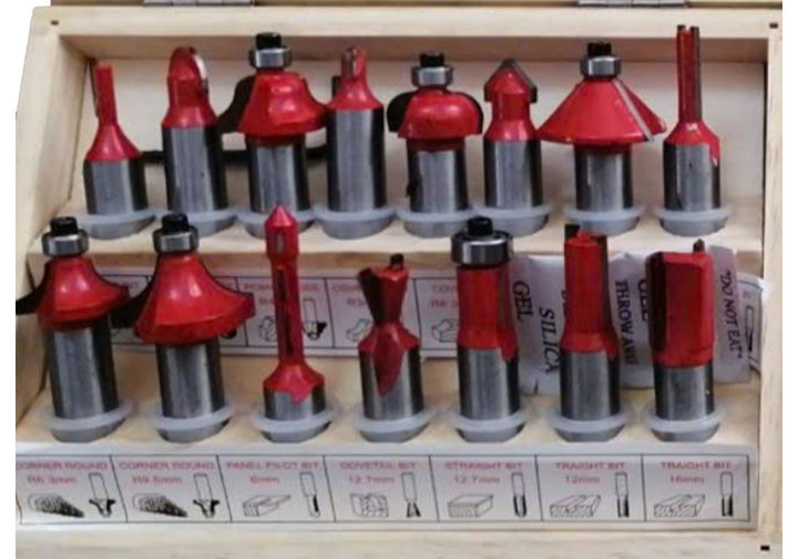 Bộ mũi phay gỗ 15 chi tiết cốt 12.7mm (1/2")