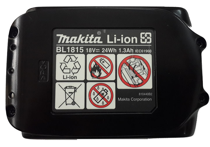 18V/1.3Ah Pin Lithium-Ion chân gài vàng Makita BL1815 18V/1.3Ah Pin Lithium-Ion chân gài vàng Makita BL1815