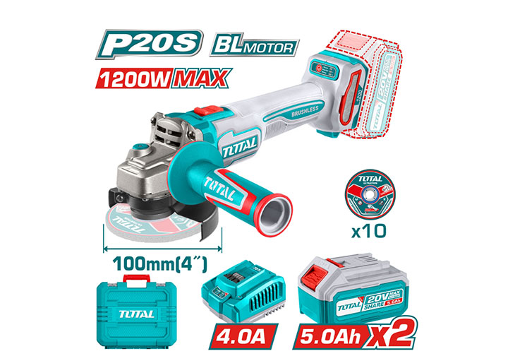 20V Máy mài góc dùng pin 100mm Total TAGLI2210032