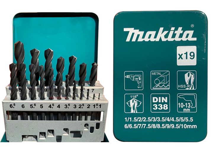 1-10mm Bộ mũi khoan kim loại HSS-R 19 chi tiết Makita D-54081 1-10mm Bộ mũi khoan kim loại HSS-R 19 chi tiết Makita D-54081