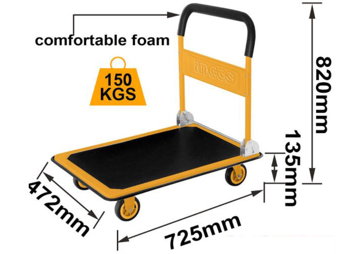 150kg Xe đẩy hàng 4 bánh gấp gọn Ingco HPHT11502 150kg Xe đẩy hàng 4 bánh gấp gọn Ingco HPHT11502