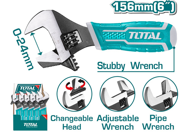 6" (156mm) Cờ lê điều chỉnh 2 trong 1 Total THT1016S 6" (156mm) Cờ lê điều chỉnh 2 trong 1 Total THT1016S