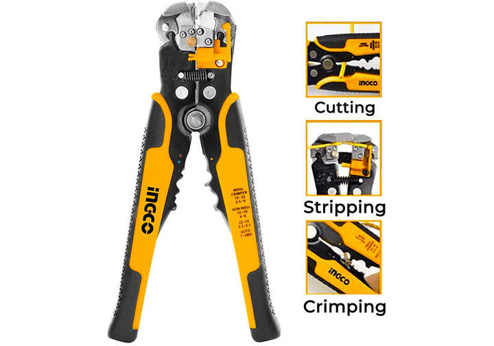 6mm2 Kìm tước dây và bấm cos tự động Ingco HWSP102418 6mm2 Kìm tước dây và bấm cos tự động Ingco HWSP102418