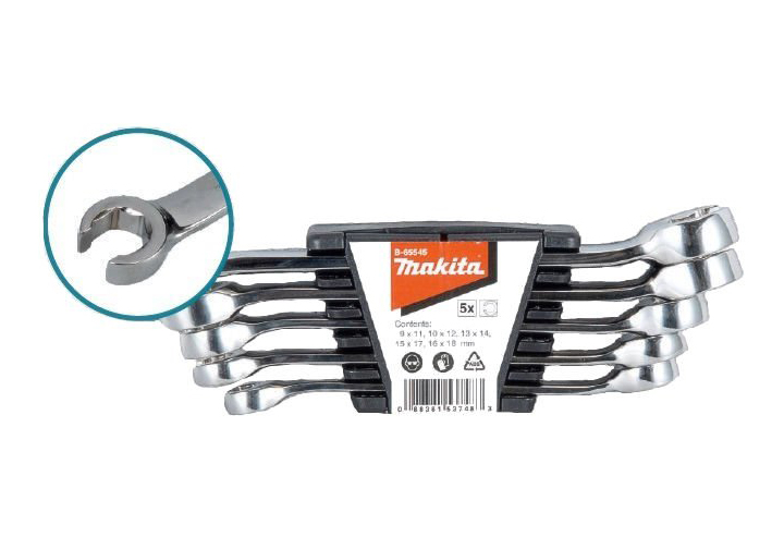 9-18mm Bộ cờ lê mở ống dầu 5 chi tiết Makita B-65545 9-18mm Bộ cờ lê mở ống dầu 5 chi tiết Makita B-65545