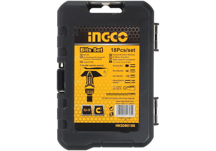 Bộ tuốc nơ vít tay cầm chữ T 18 chi tiết INGCO HKSDB0188 Bộ tuốc nơ vít tay cầm chữ T 18 chi tiết INGCO HKSDB0188